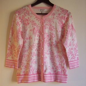 Isaac Mizrahi Rose Print Sweater Sz M